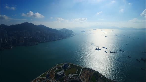 Beautiful building and architecture around Hong kong city skyline