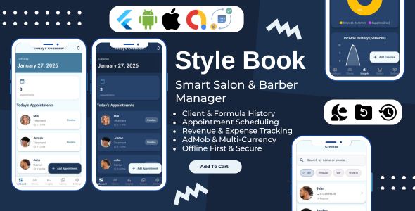 StyleBook - Salon, Barber & Spa Management Flutter App | Offline Appointments & CRM