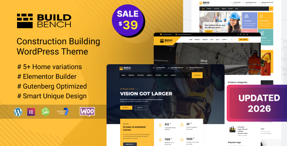 Construction Building WordPress Theme - Buildbench