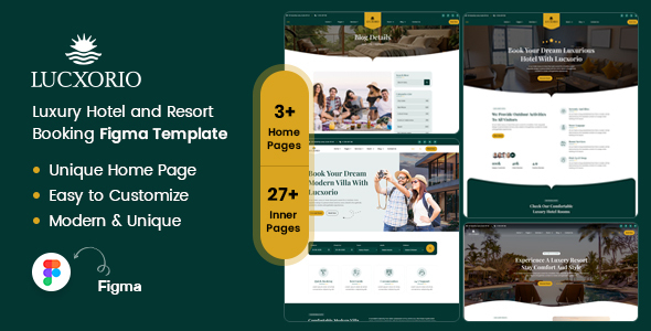 Lucxorio - Luxury Hotel and Resort Booking Figma Template