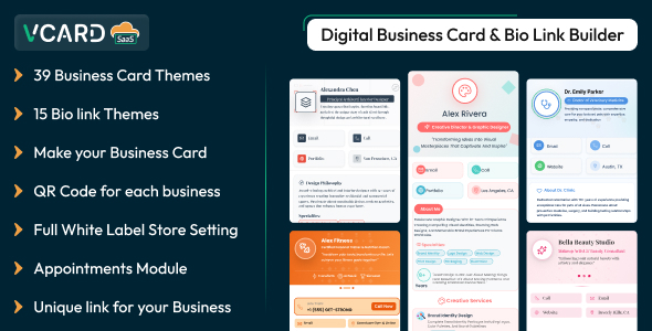 vCard SaaS - Digital Business Card Builder - Bio Links Builder