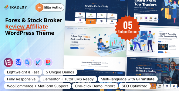 Tradexy - Forex & Stock Broker Review Affiliate WordPress Theme