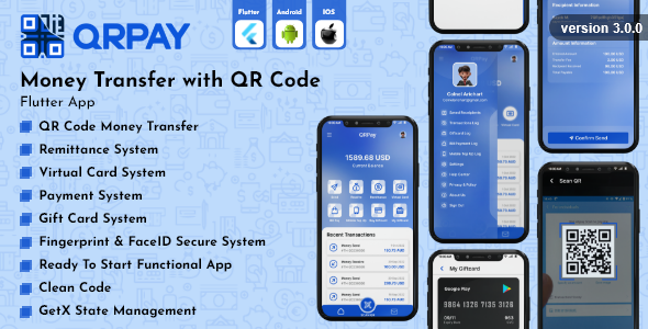 QRPay - Money Transfer with QR Code Flutter App