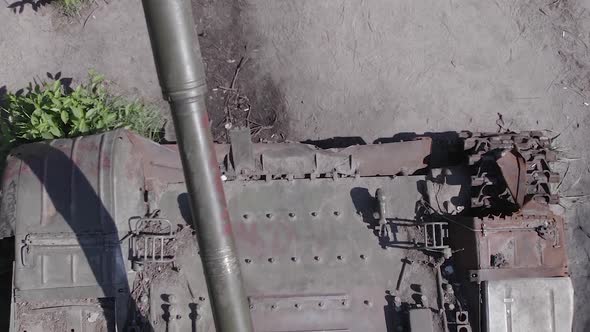 Vertical Video of a War in Ukraine  Destroyed Military Hardware