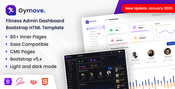 Gymove - Fitness Admin Dashboard Bootstrap HTML Template