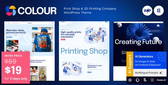 Colour - Print Shop & 3D Printing Company WordPress Theme
