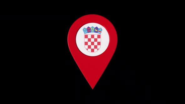 3D Rotating Pin Icon Animation With Croatia Coat Of Arms   Alpha Channel 2K
