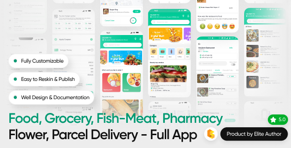 Multi Purpose - Food, Grocery, Fish-Meat, Pharmacy, Flower, Courier(Parcel) Delivery | 6 IN 1 Apps