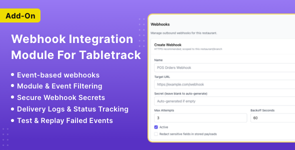 Webhook Module for TableTrack