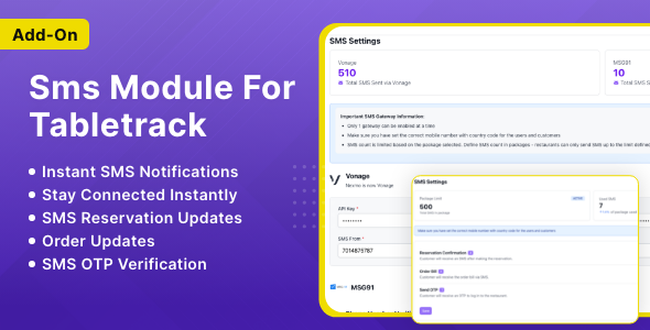Sms Module for Tabletrack