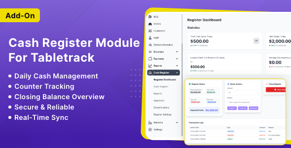 Cash Register Module for Tabletrack