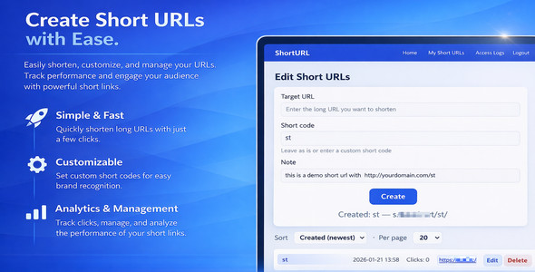 ShortURL Platform with QR Codes, Click Stats and CSV Export (Python, Django)