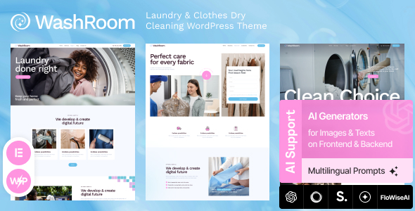 Washroom - Laundry & Clothes Dry Cleaning WordPress Theme