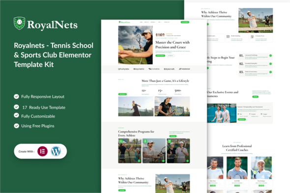 Royalnets - Tennis School & Sports Club Elementor Template Kit