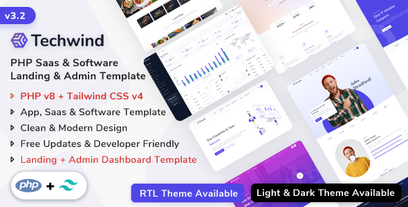 Techwind - PHP App, Saas & Software Landing & Admin Dashboard Template
