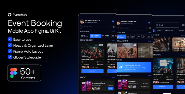 Eventhub-AI Event Booking Mobile App Figma Ui Kit