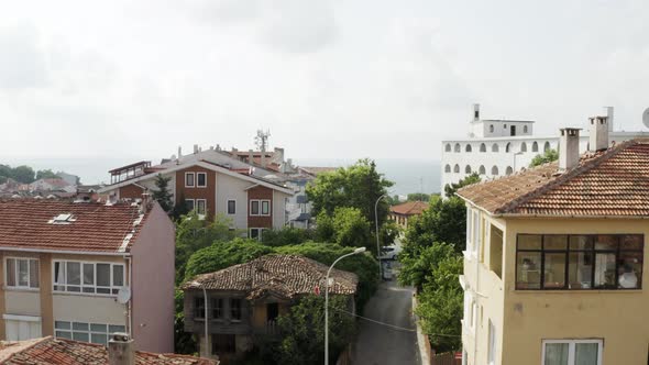 Village Sea And Castle Aerial View