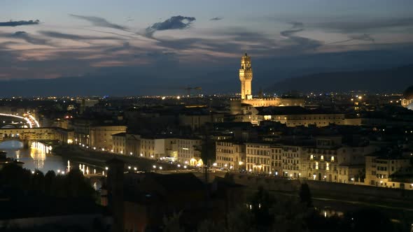 night time panning shot of the duomo, florence