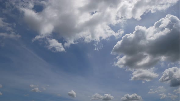 Time lapse of white cloud moving pass around sky background