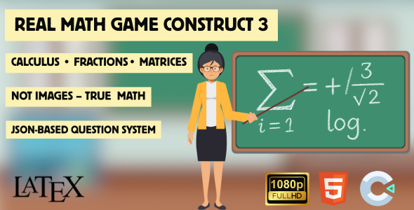 Real Math Game Construct 3 (Calculus, Vectors, Matrices, Fractions)