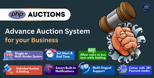 BidKing Pro – Scalable Multi-Vendor Auction Platform with Buy Now & Data Insights