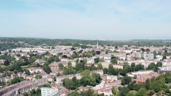 Low drone shot over Clifton Bristol