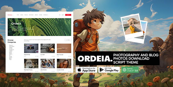 Ordeia – Photography and Blog / Photos Download script Theme