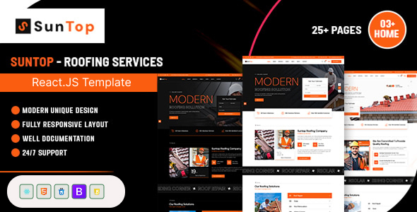 Suntop – Roofing Services React js Template