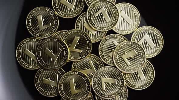 Rotating shot of Bitcoins 