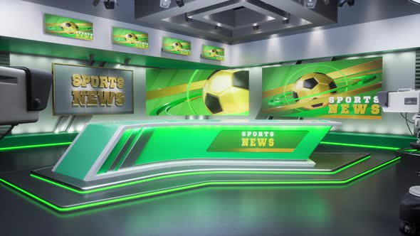 3D Rendering Virtual TV Sport Studio News Backdrop For TV Shows