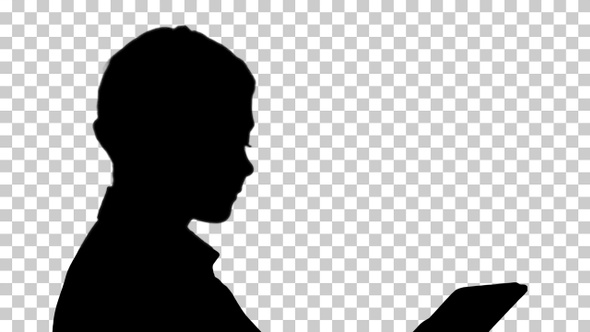 Silhouette girl walking, Alpha Channel alt