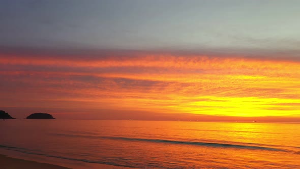 Amazing Sunset Above The Sea At Karon Beach Phuket Thailand.