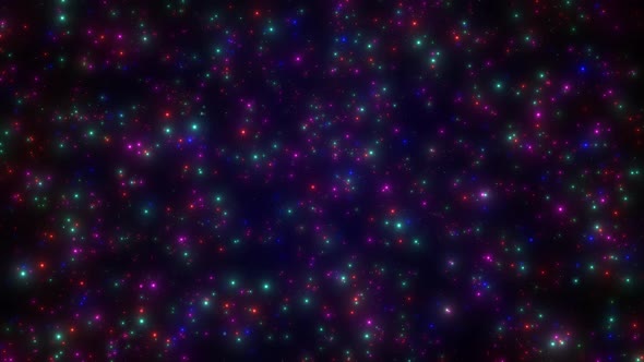 Flying Through The Glowing multicolor Stars, Abstract Animation Of Glowing Star Burst Moving High