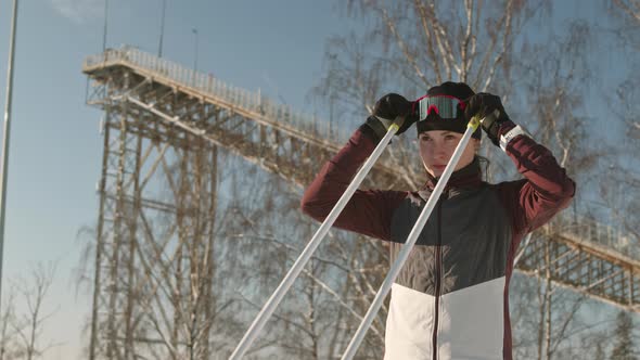 Woman Starting Skiing