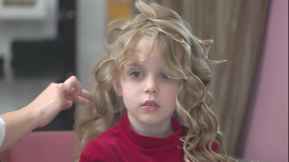 Stylist Working with Child Hairspray