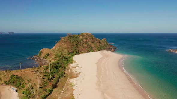 Wide Tropical Beach with White Sand View From Above