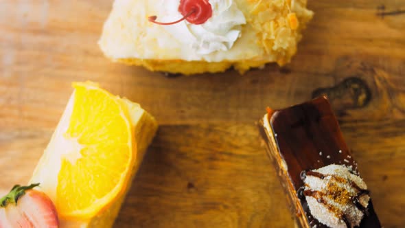 Many Slices of Cake on a Retrostyle Baking Sheet