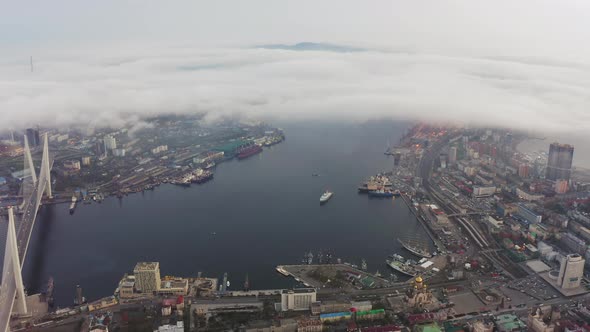 Beautiful Aerial View From a Drone of a Golden Bridge