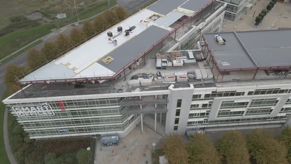 Housing Crisis In Ireland. Building Affordable Living Spaces On Office Rooftop Due To Acute Shortage