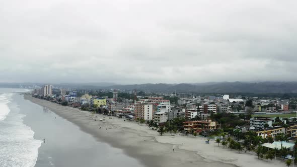 Aerial view of a beach in the Pacific ocean of Ecuador