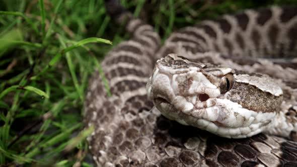 Rattlesnake in the grass close up macro