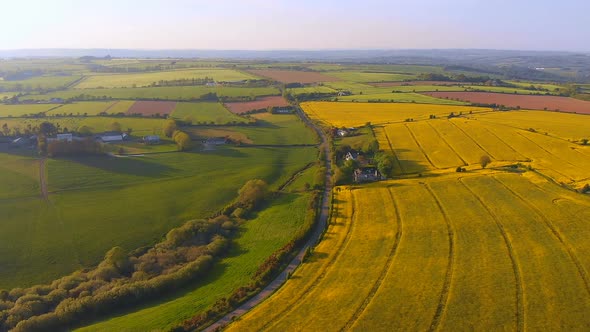 Beautiful patchwork landscape on a sunny day 4k