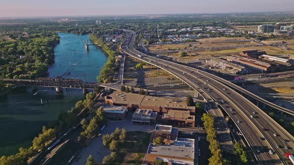 Sacramento downtown from an drone