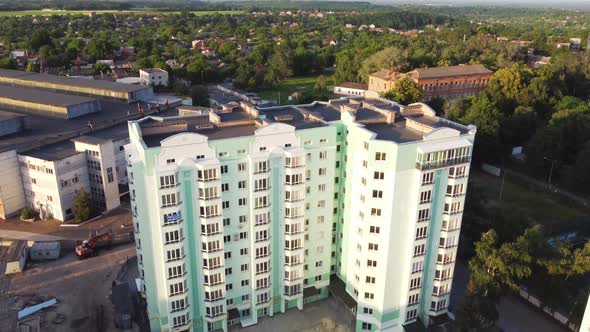 Aerial View of Modern Urban Apartment Building in Europe City