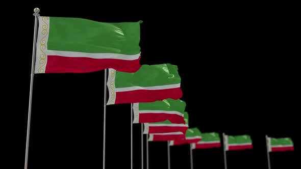 Chechen Republic  Row Of Flags Animation Include Alpha Channel alt