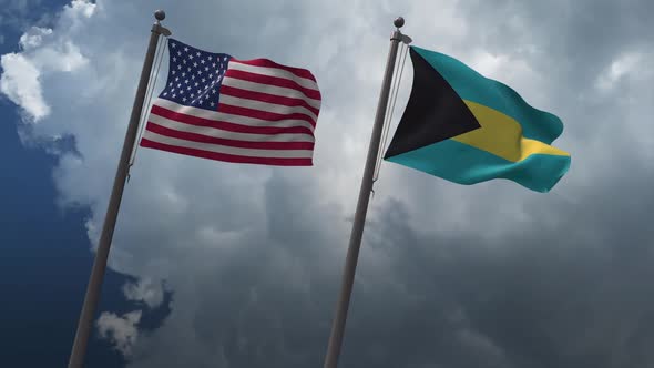 Waving Flags Of The United States And The Bahamas 2K