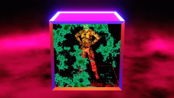 VJ Loops Warrior Girl in a Cube