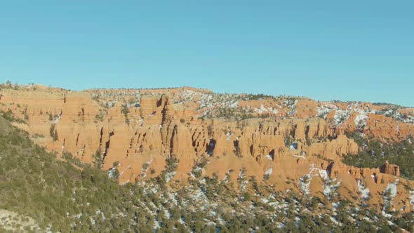 Red Canyon on Winter Day. Dixie National Forest. Utah, USA. Aerial View