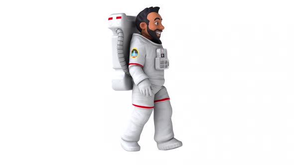 Fun 3D cartoon animation of an asian astronaut