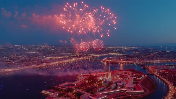 Festive Salute Over the Peter and Paul Fortress in a Significant Victory Day for the Country on May